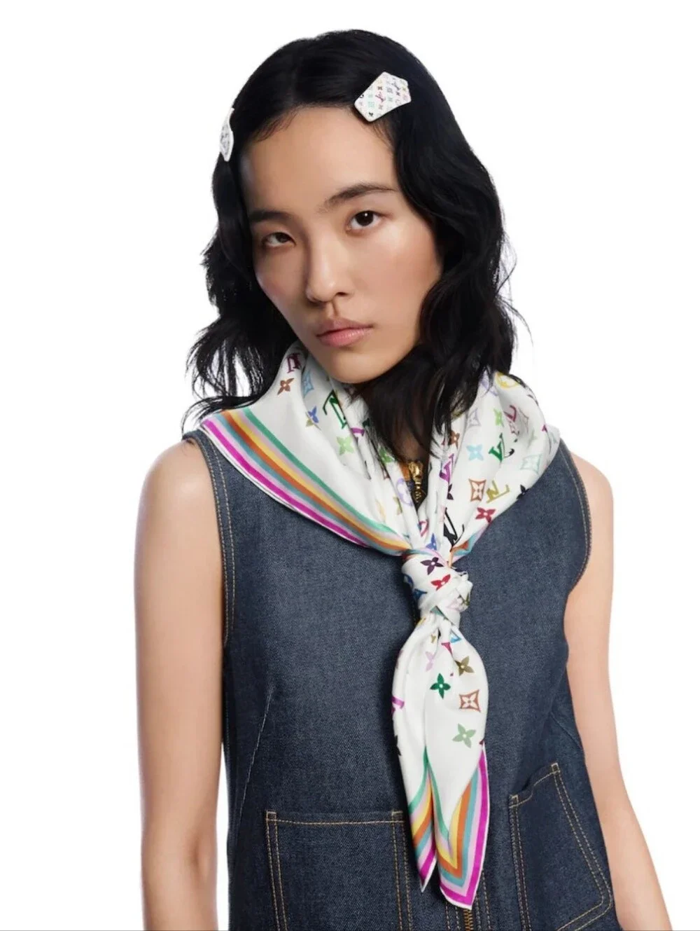 BNIB! RARE! Louis Vuitton X Takashi Murakami Multicolor Monogram Scarf LV X TM